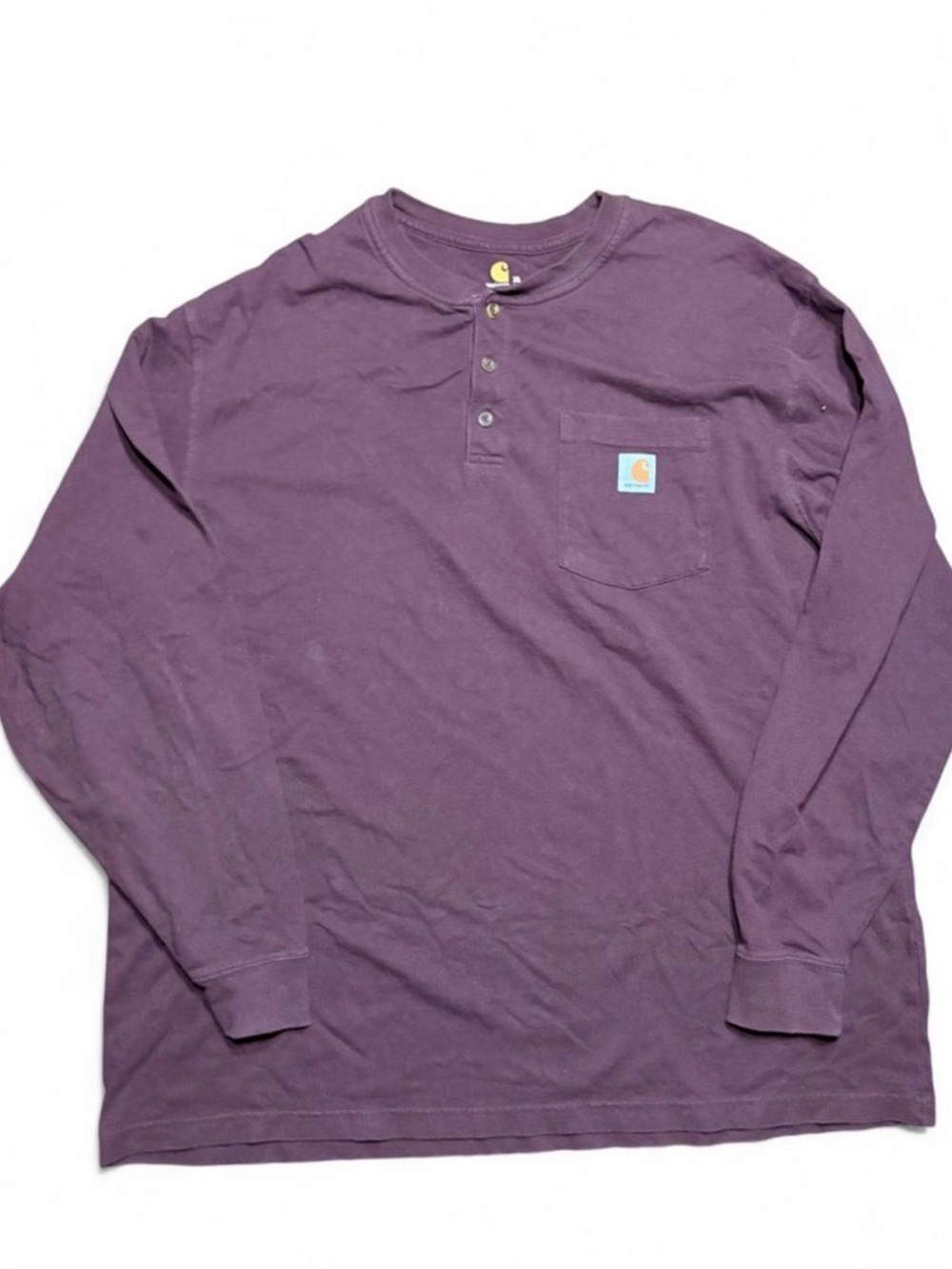 Carhartt Men's XL Henley Shirt Long Sleeve Pocket Workwear Burgundy Original Fit